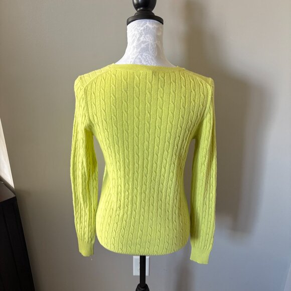 J Crew Womens Cable Knit Sweater Yellow Cashmere Wool Size Small Long Sleeve - Picture 3 of 4